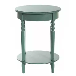 Kirklands Home Accent & End Tables|Turquoise Wood Oval Emily Accent Table Blue