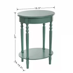 Kirklands Home Accent & End Tables|Turquoise Wood Oval Emily Accent Table Blue