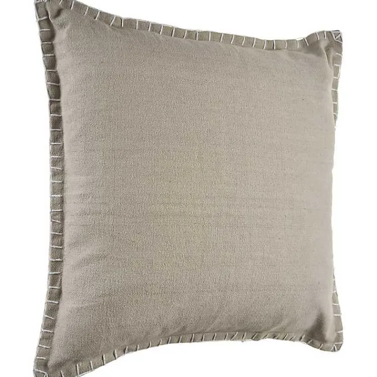 Outlet Twine Embroidered Edge Pillow, 24 in. Pillows