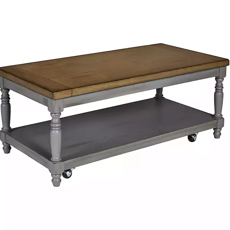 Kirklands Home Coffee Tables|Two Tone Coffee Table and End Tables, Set of 3 Gray