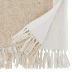 Kirklands Home Table Linens|Two Tone Tan and White Table Runner, 72 in.