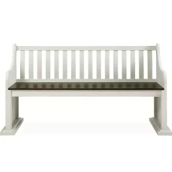 Kirklands Home Entryway Furniture|Two-Tone Dark Oak and Ivory High Back Wooden Bench White