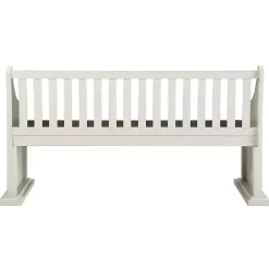 Kirklands Home Entryway Furniture|Two-Tone Dark Oak and Ivory High Back Wooden Bench White