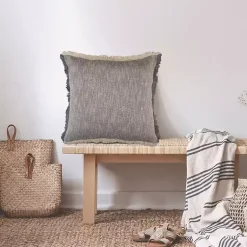 Two-Tone Gray Woven Accent Pillow Pillows