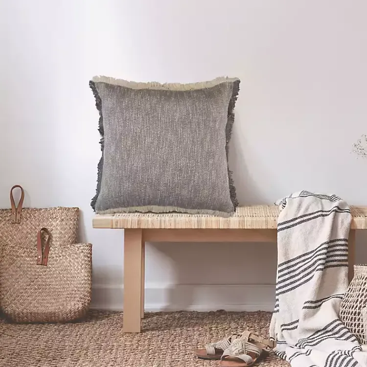 Two-Tone Gray Woven Accent Pillow Pillows