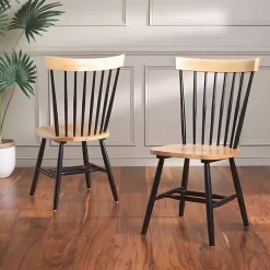 Kirklands Home Dining Chairs|Two-Tone Parker Spindle Dining Chairs, Set of 2 Black