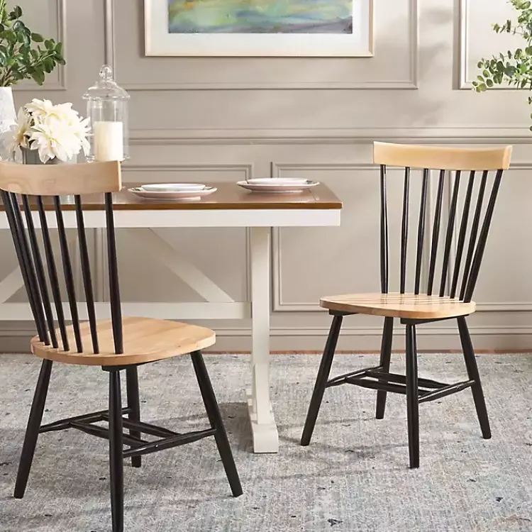 Kirklands Home Dining Chairs|Two-Tone Parker Spindle Dining Chairs, Set of 2 Black