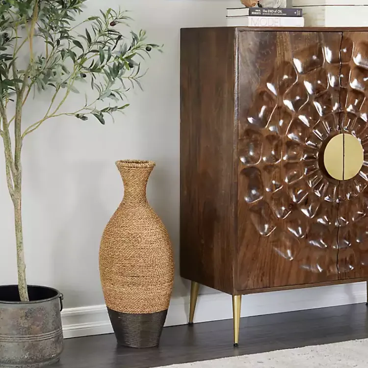 Best Two-Toned Natural Seagrass Floor Vase, 27 in. Vases