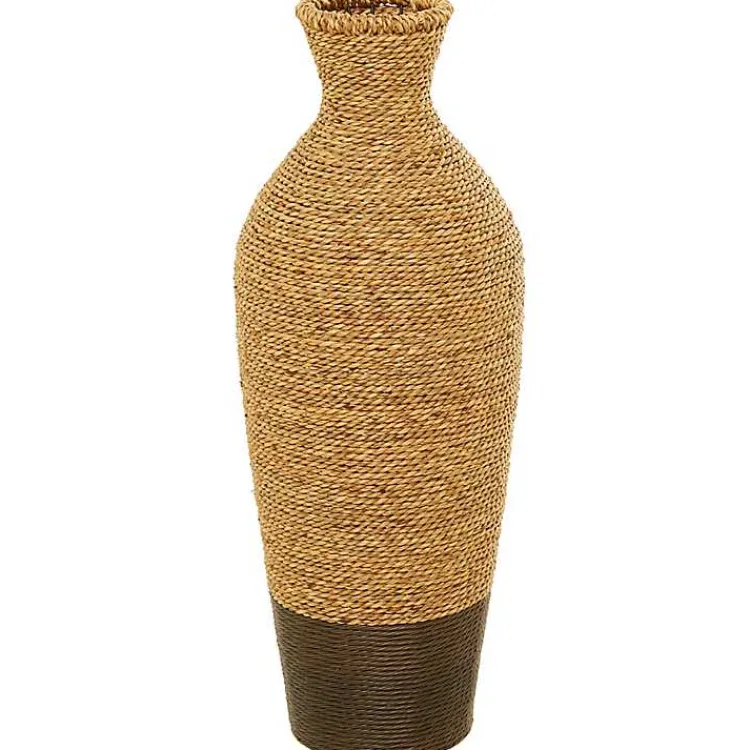 Discount Two-Toned Natural Seagrass Floor Vase, 28 in. Vases