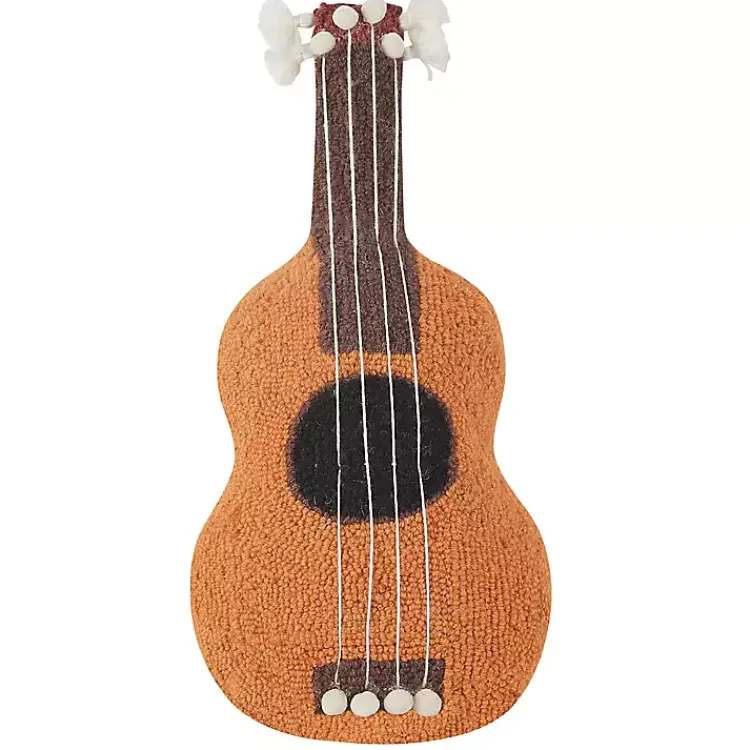 Discount Ukulele Shaped Hooked Wool Pillow Pillows