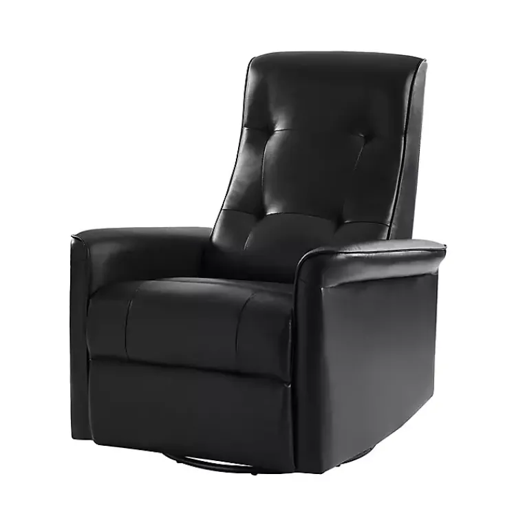 Kirklands Home Accent Chairs|Val Faux Leather Swivel Power Recliner Black