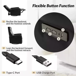 Kirklands Home Accent Chairs|Val Faux Leather Swivel Power Recliner Black