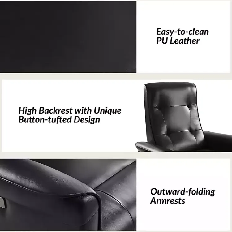 Kirklands Home Accent Chairs|Val Faux Leather Swivel Power Recliner Black