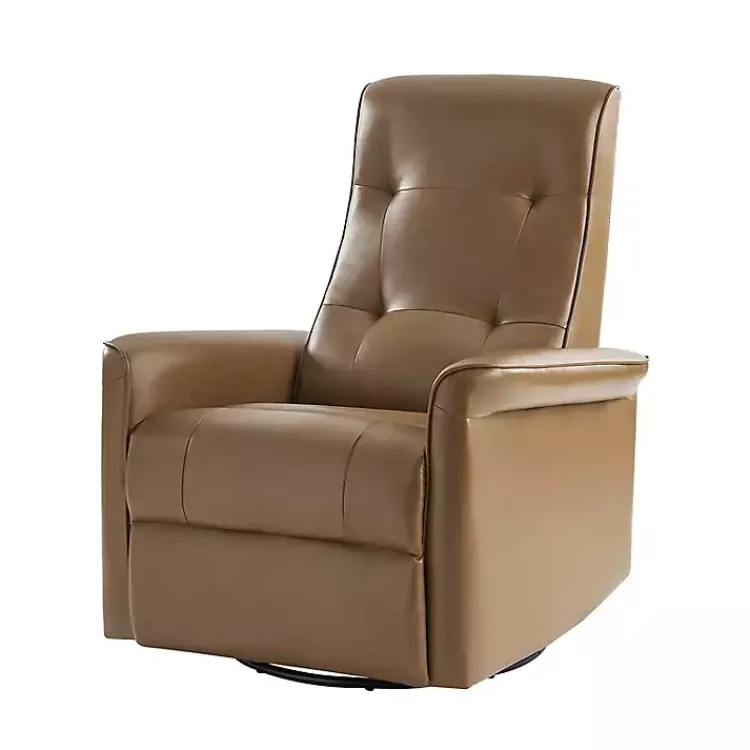 Kirklands Home Accent Chairs|Val Faux Leather Swivel Power Recliner Brown