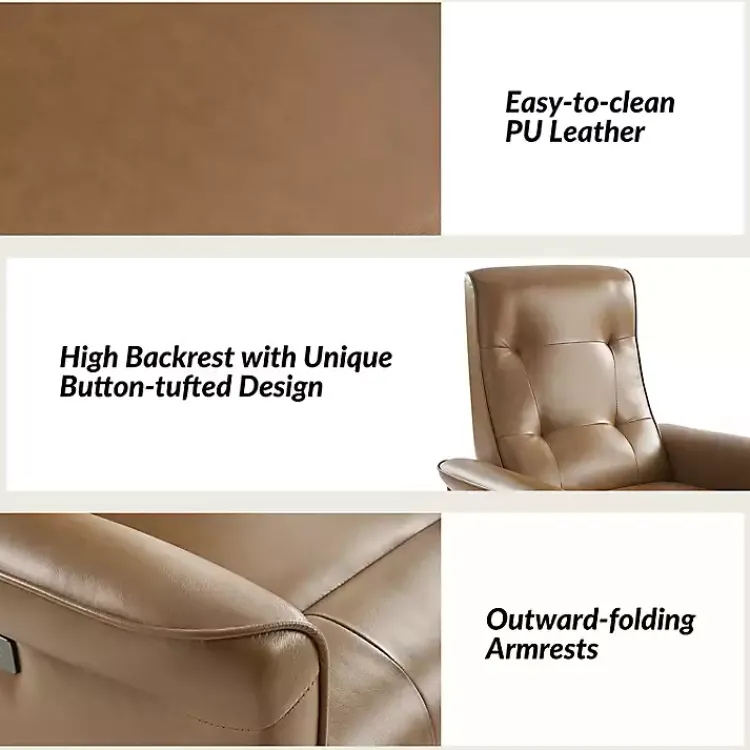 Kirklands Home Accent Chairs|Val Faux Leather Swivel Power Recliner Brown