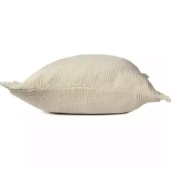 Vanilla Gauze Organic Fringe Throw Pillow Pillows