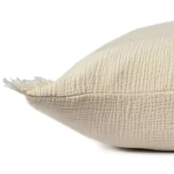 Vanilla Gauze Organic Fringe Throw Pillow Pillows