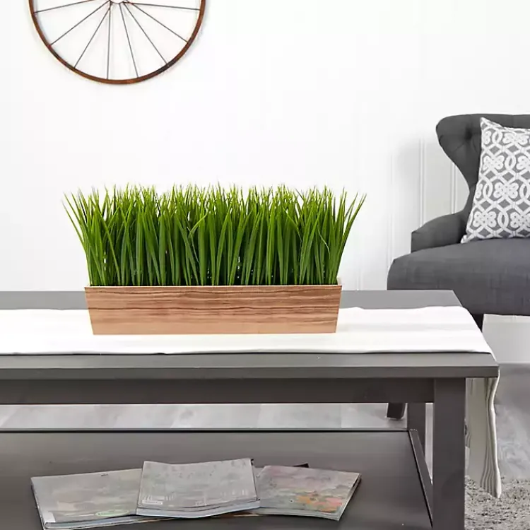 Outlet Vanilla Grass in Rustic Wood Planter Arrangements & Greenery
