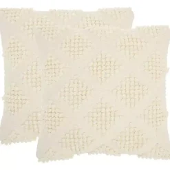 Best Vanilla Knotted Diamond Throw Pillows, Set of 2 Pillows