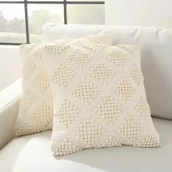 Best Vanilla Knotted Diamond Throw Pillows, Set of 2 Pillows