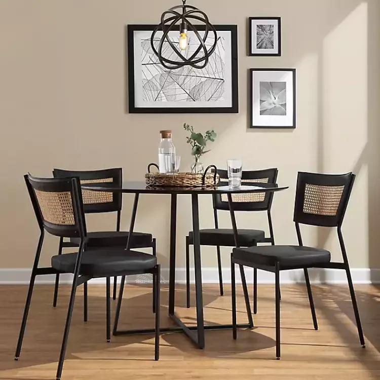 Kirklands Home Dining Chairs|Vegan Leather and Rattan Dining Chairs, Set of 2