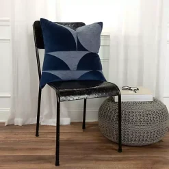Online Velvet Navy Monochrome Shapes Throw Pillow Pillows