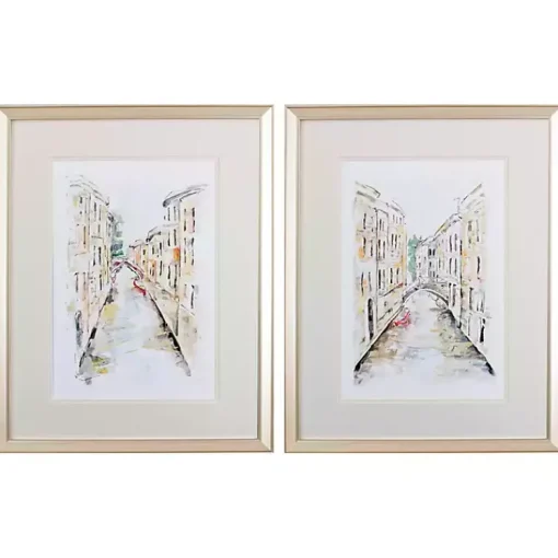 Kirklands Home Framed Art|Venice Memories Framed Art Prints, Set of 2 White