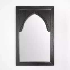Kirklands Home Decorative Mirrors|Victor Black Wood Vault Wall Mirror