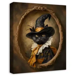 Clearance Victorian Black Cat Canvas Art Print Halloween