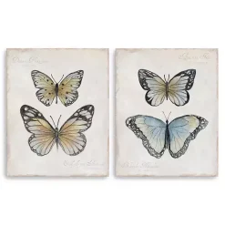 Kirklands Home Canvas Art|Vintage Butterflies Canvas Art Prints, Set of 2