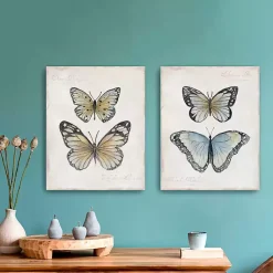 Kirklands Home Canvas Art|Vintage Butterflies Canvas Art Prints, Set of 2