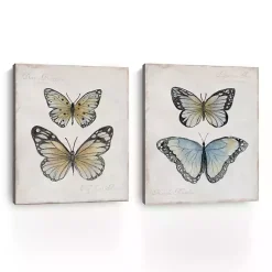 Kirklands Home Canvas Art|Vintage Butterflies Canvas Art Prints, Set of 2