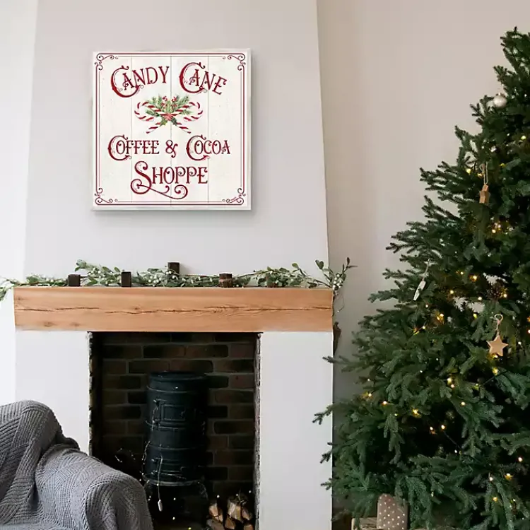 Outlet Vintage Candy Cane Christmas Canvas Wall Plaque Christmas Art & Wall Decor