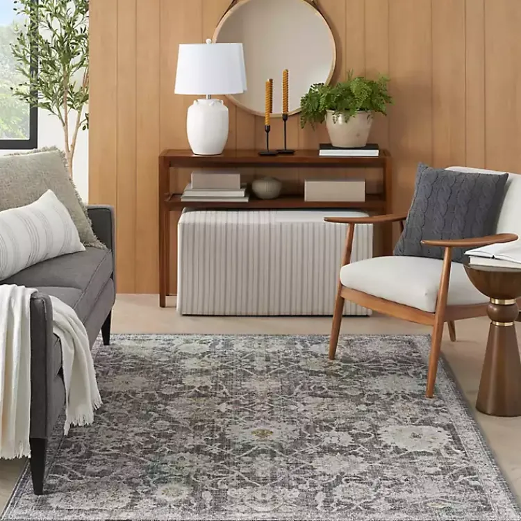 Kirklands Home Area Rugs|Vintage Charcoal Oushak Area Rug, 5x7 Gray