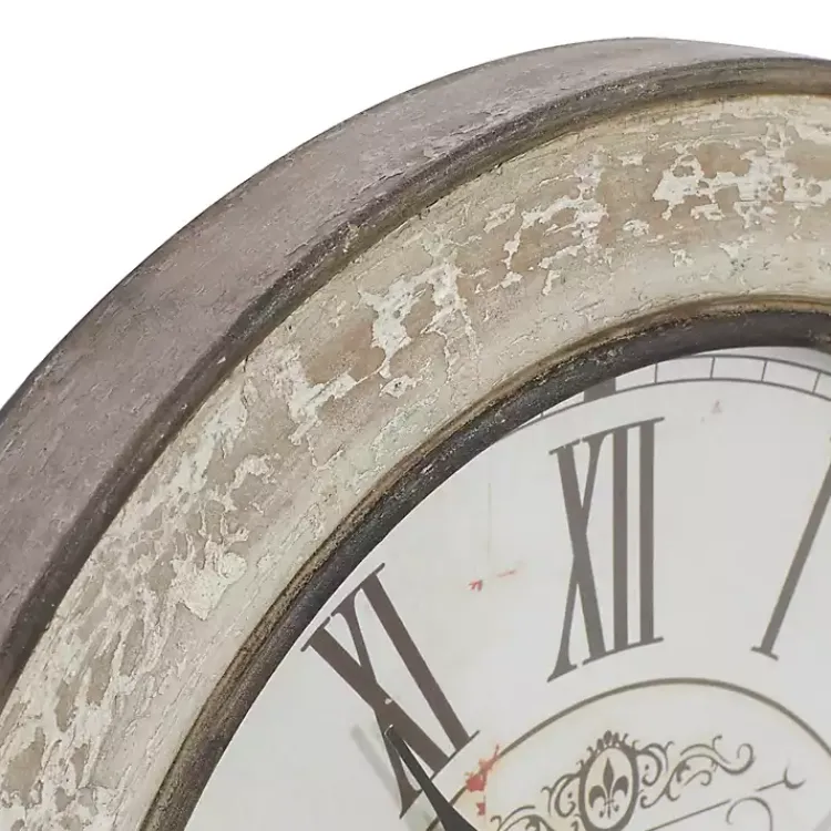 Kirklands Home Clocks|Vintage Cream Rust Round Framed Wall Clock