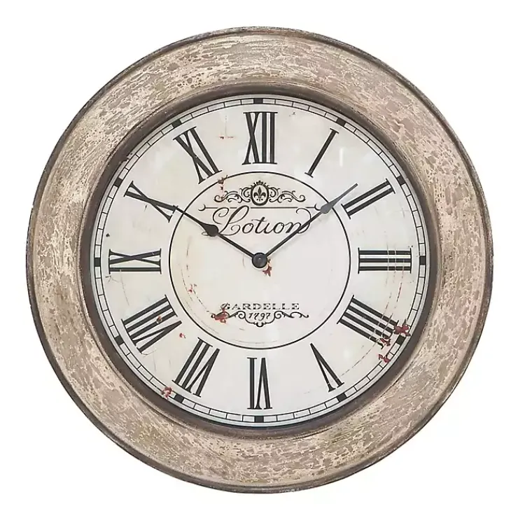 Kirklands Home Clocks|Vintage Cream Rust Round Framed Wall Clock