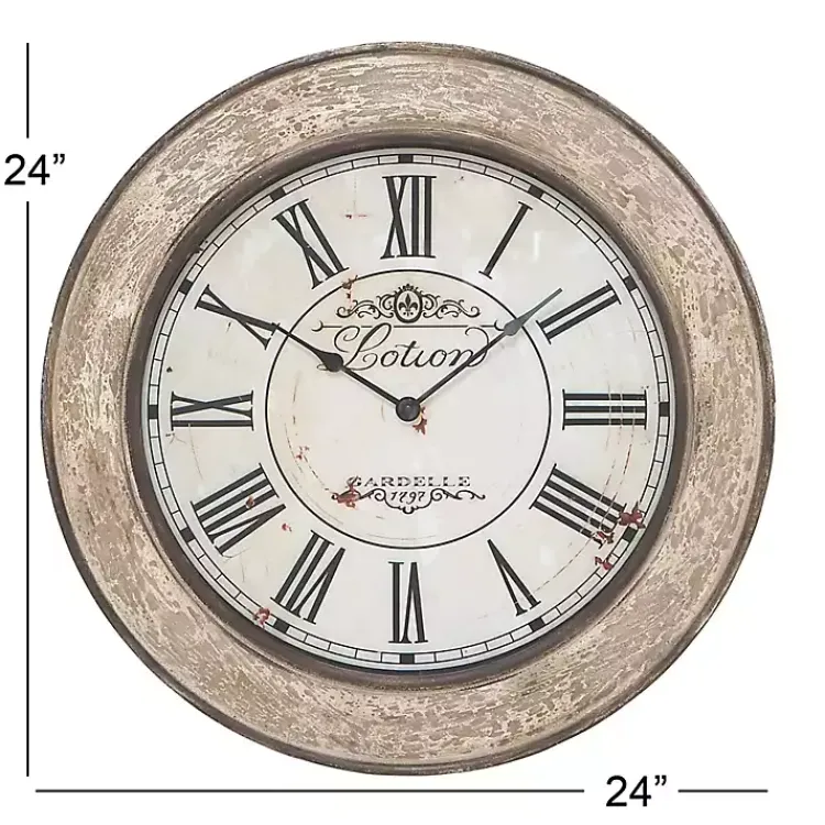 Kirklands Home Clocks|Vintage Cream Rust Round Framed Wall Clock