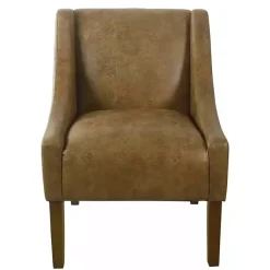 Kirklands Home Accent Chairs|Vintage Faux Leather Swoop Accent Chair Brown