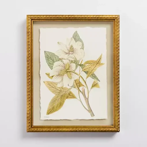 Kirklands Home Framed Art|Vintage Floral Gold Framed Art Print White