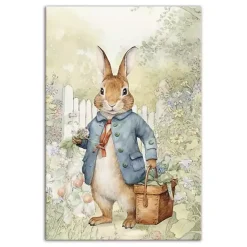 New Vintage Garden Bunny Canvas Art Print Easter Decorations