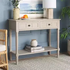 Kirklands Home Console Tables|Vintage 2-Drawer Samantha Console Table Gray