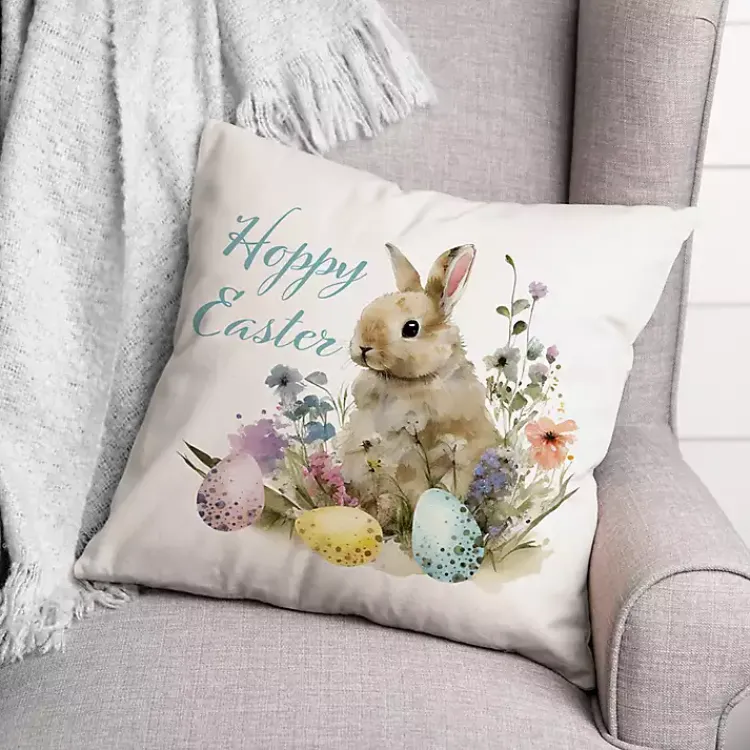 Discount Vintage Hoppy Easter Floral Indoor/Outdoor Pillow Pillows