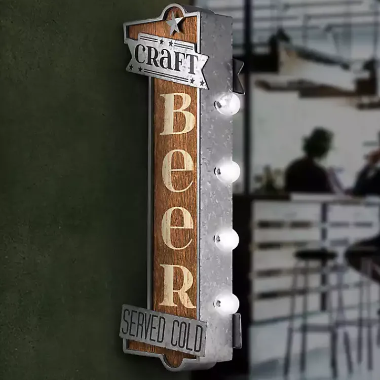Kirklands Home Wall Quotes & Signs|Vintage LED Metal Craft Beer Bar Marquee Plaque