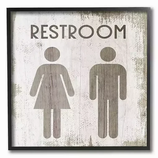 Kirklands Home Wall Quotes & Signs|Vintage Restroom Sign Framed Wall Plaque Brown