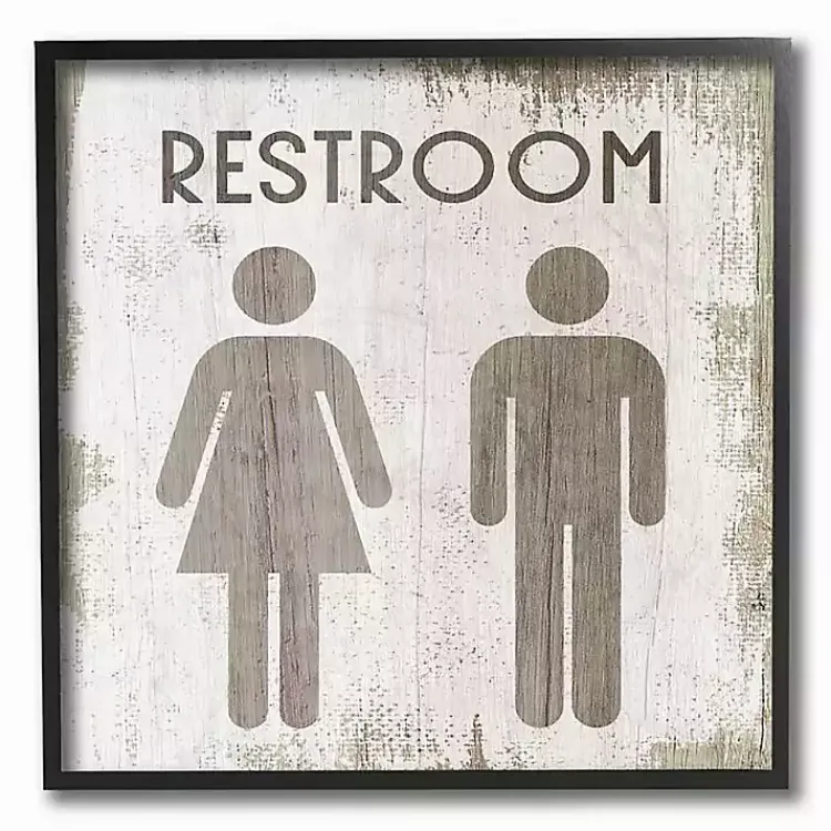 Kirklands Home Wall Quotes & Signs|Vintage Restroom Sign Framed Wall Plaque Brown