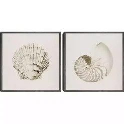 Kirklands Home Canvas Art|Vintage Shells Framed Canvas Art Prints, Set of 2 Ivory