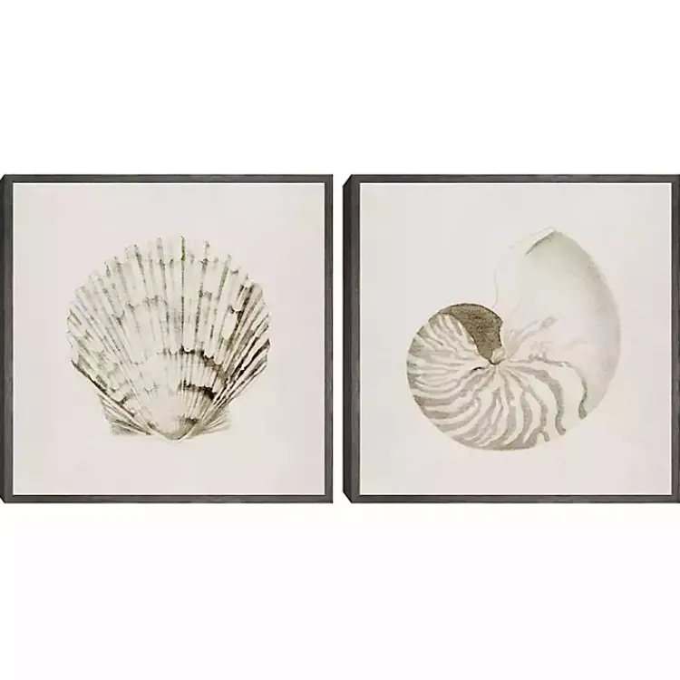 Kirklands Home Canvas Art|Vintage Shells Framed Canvas Art Prints, Set of 2 Ivory