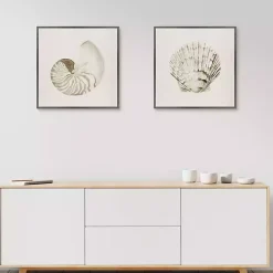 Kirklands Home Canvas Art|Vintage Shells Framed Canvas Art Prints, Set of 2 Ivory