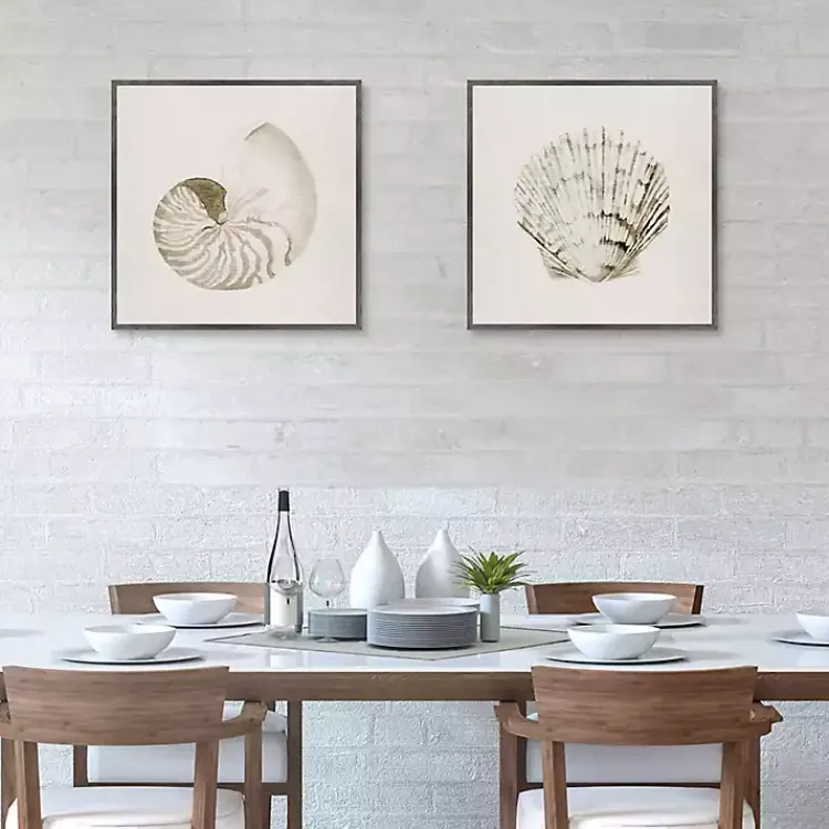 Kirklands Home Canvas Art|Vintage Shells Framed Canvas Art Prints, Set of 2 Ivory