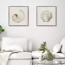 Kirklands Home Canvas Art|Vintage Shells Framed Canvas Art Prints, Set of 2 Ivory